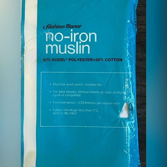 Vintage JCPenney Fashion Manor Double Fitted Sheet Cotton Strong Muslin NOS A13 - Picture 5 of 5